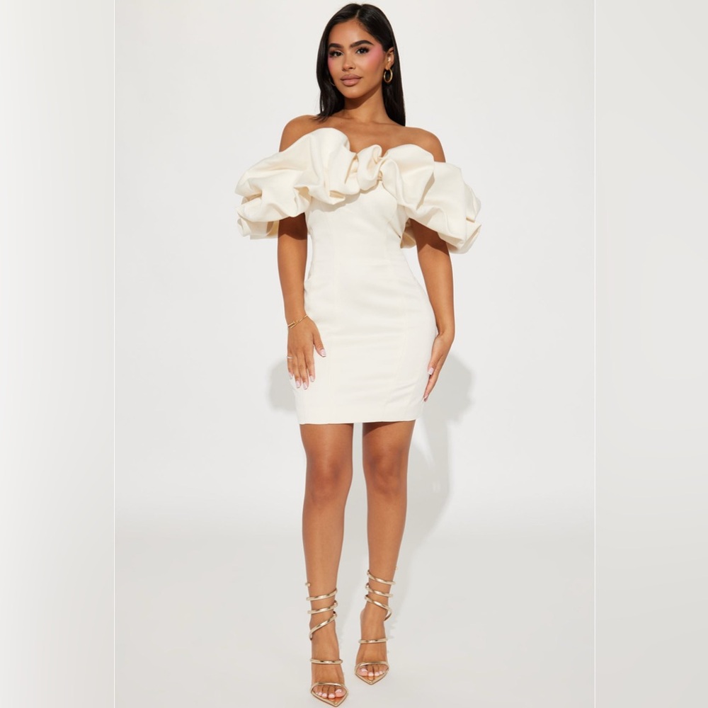 Cream off shoulder gorgeous dress
